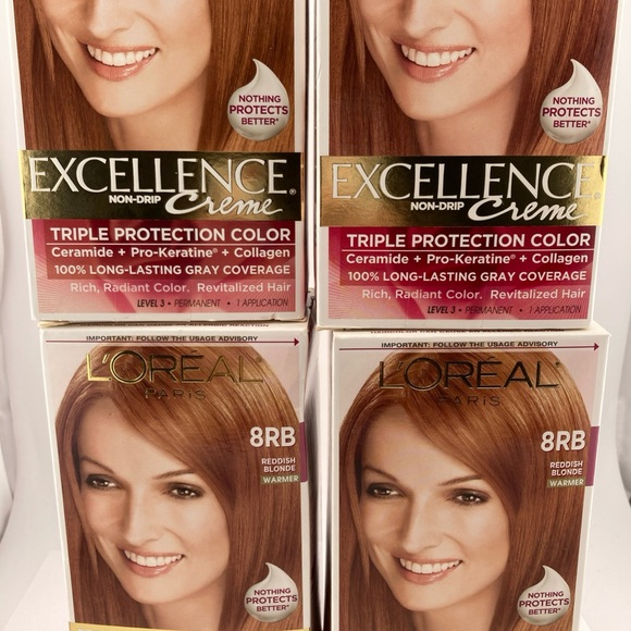4) Loreal Excellence Creme 8RB Reddish Blonde Warmer Hair Dye Hair Color Cream